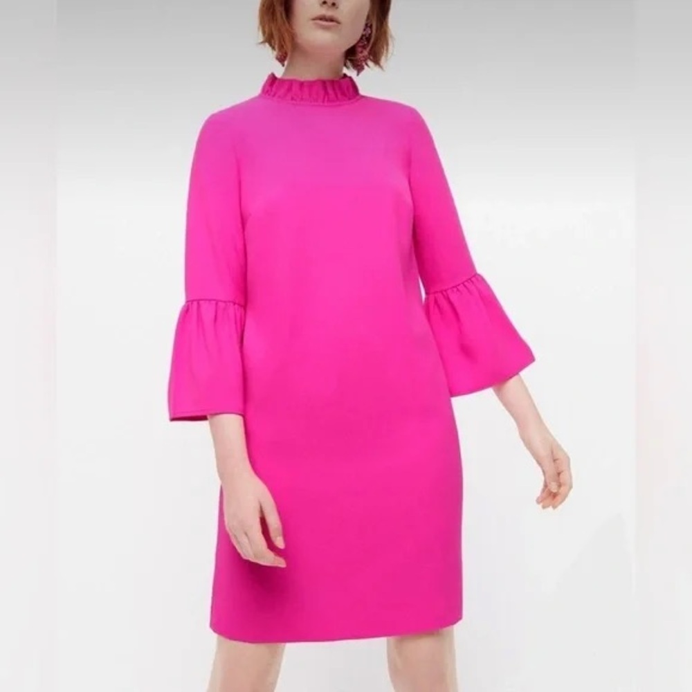 J. Crew Hot‎ Prink Ruffle Neck Dress Size 4